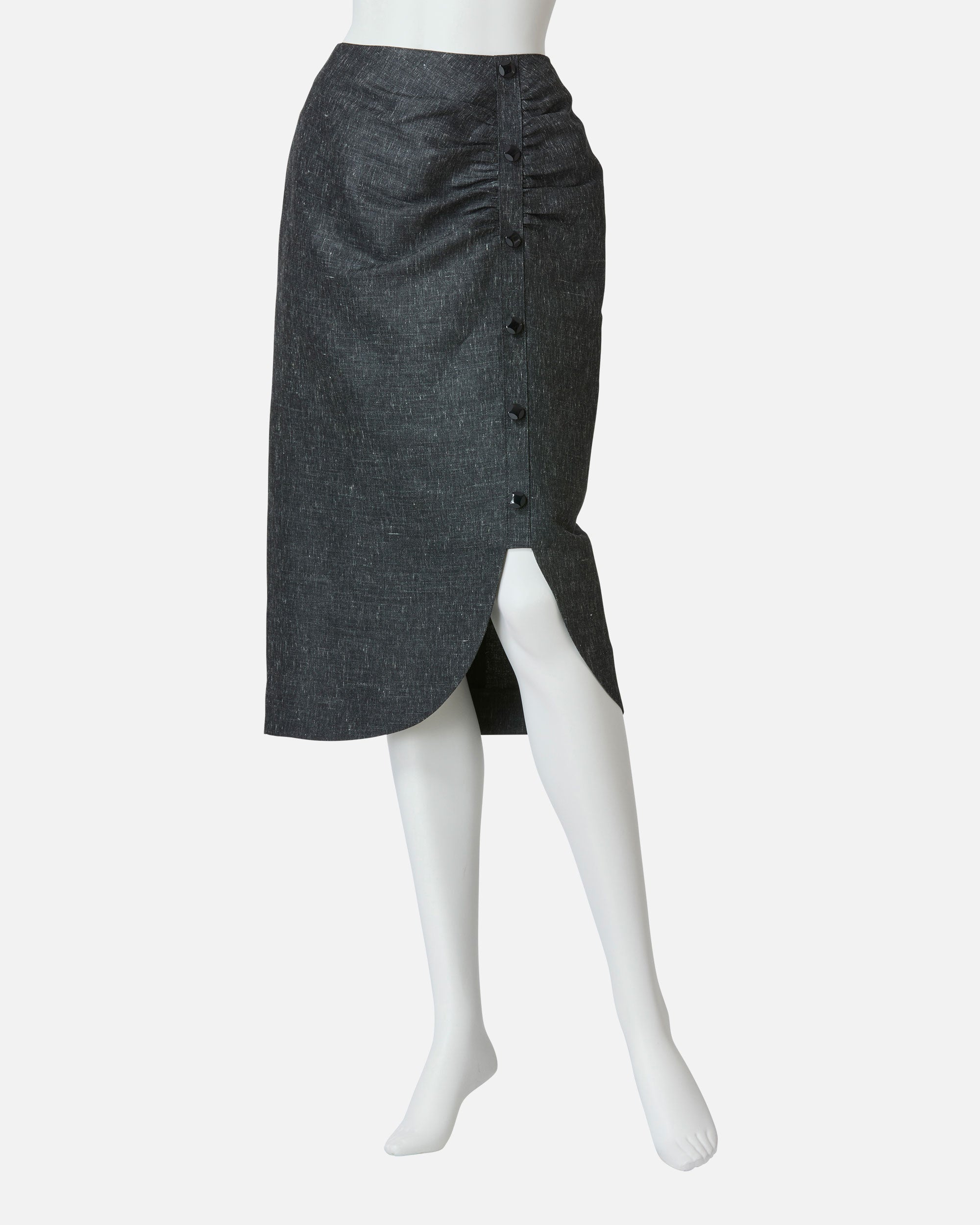 Gathered slit skirt