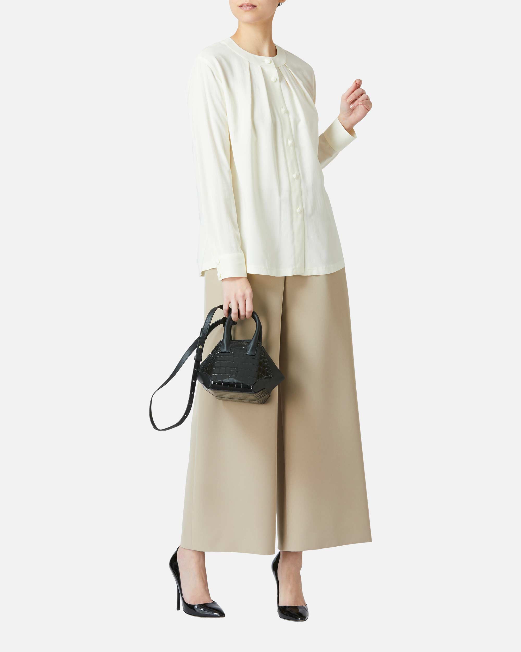 Round Neck Pleated Blouse