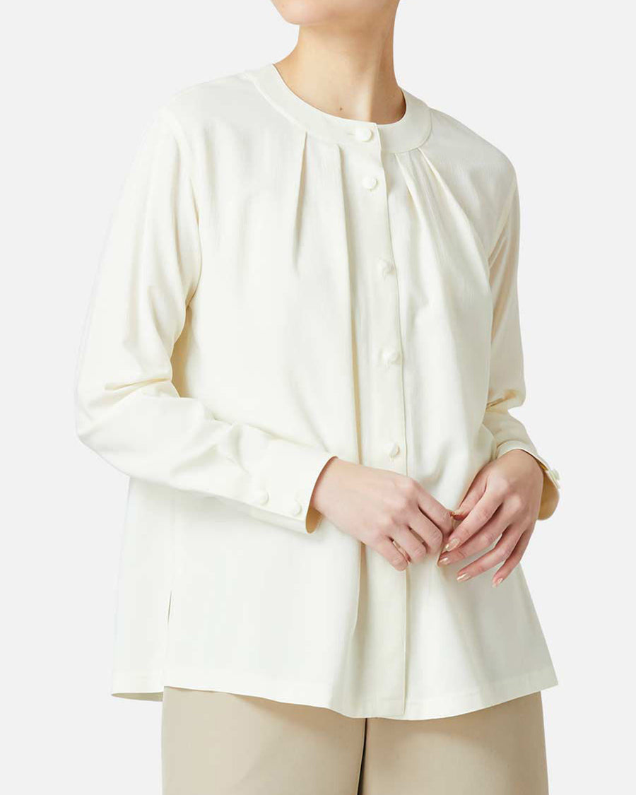 Round Neck Pleated Blouse
