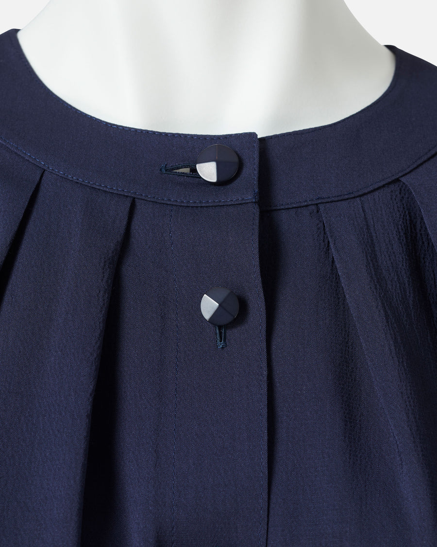 Round Neck Pleated Blouse
