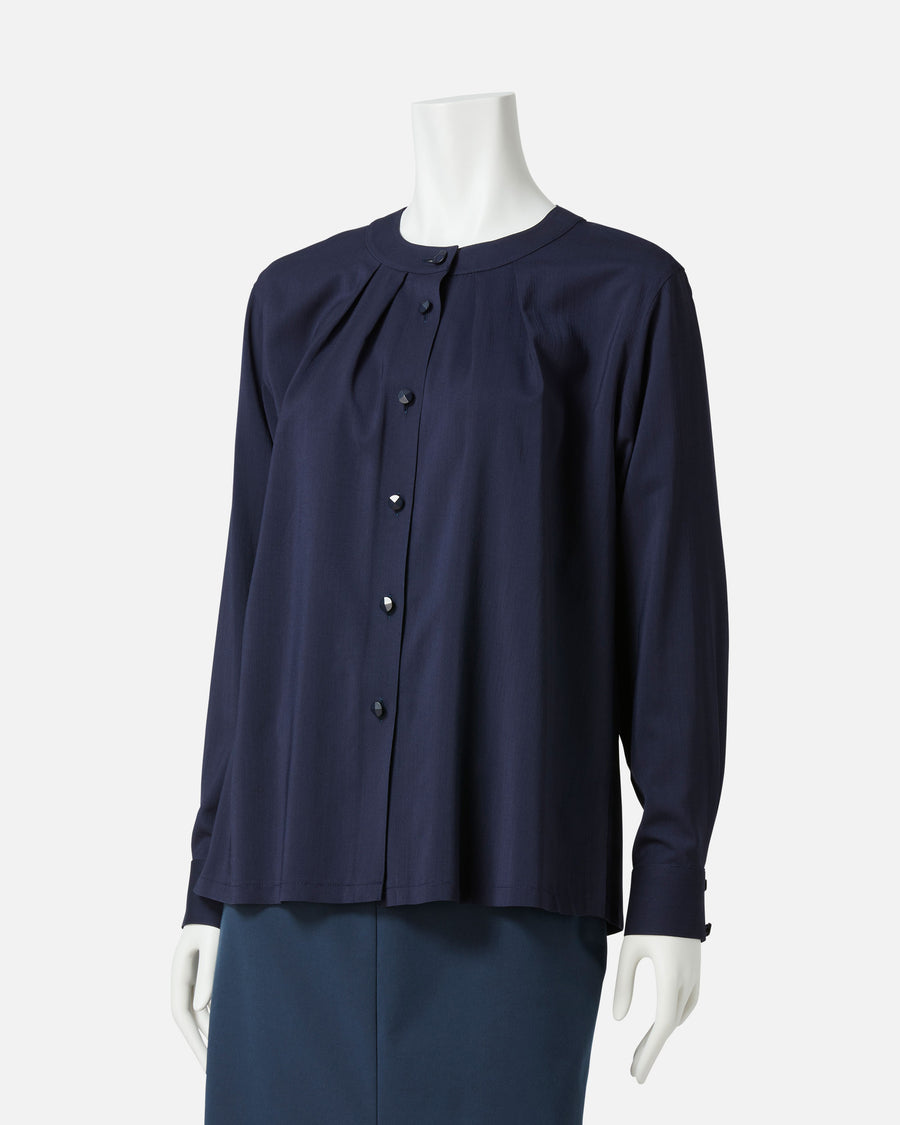 Round Neck Pleated Blouse