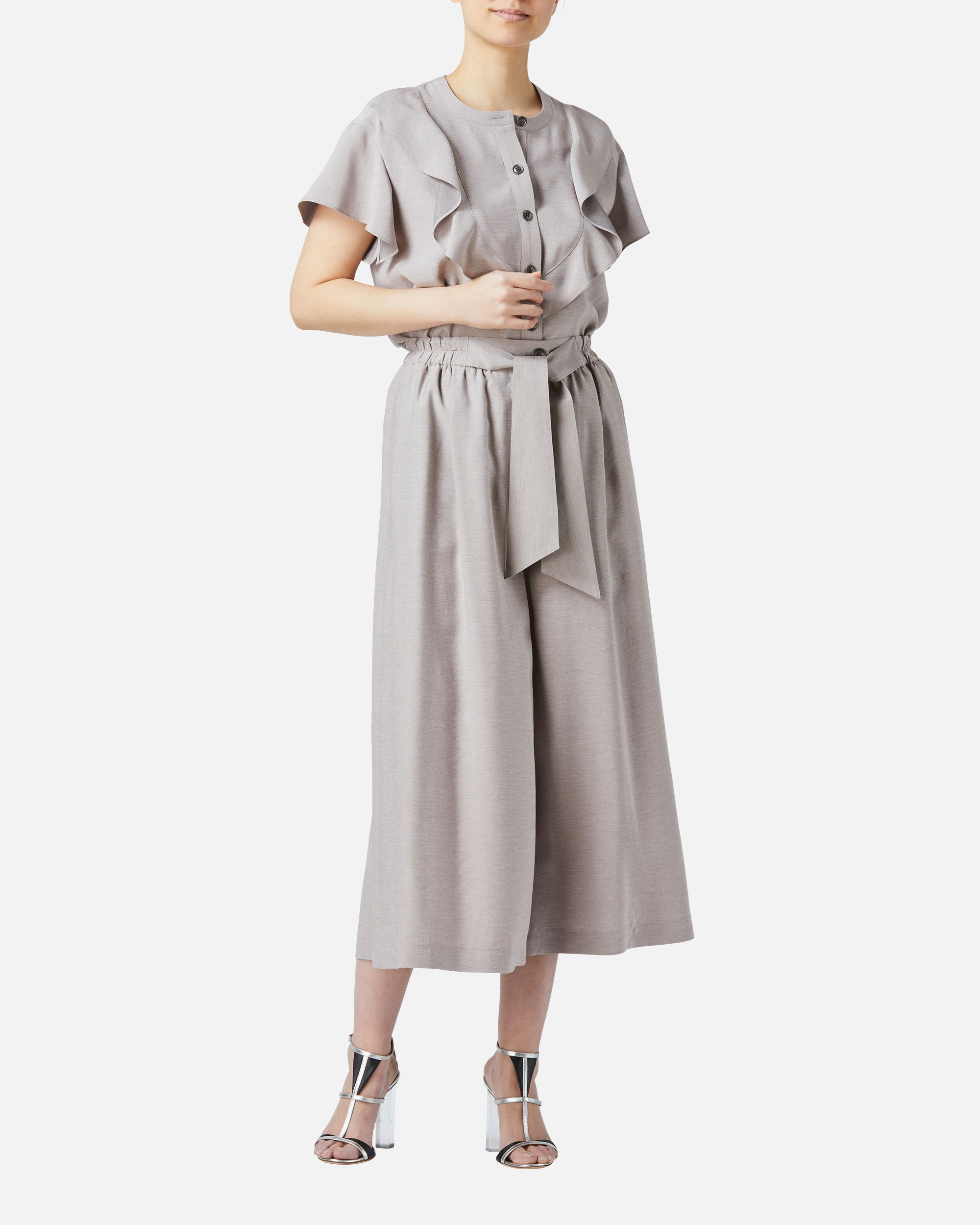 Gathered Waist Pants with Ribbon