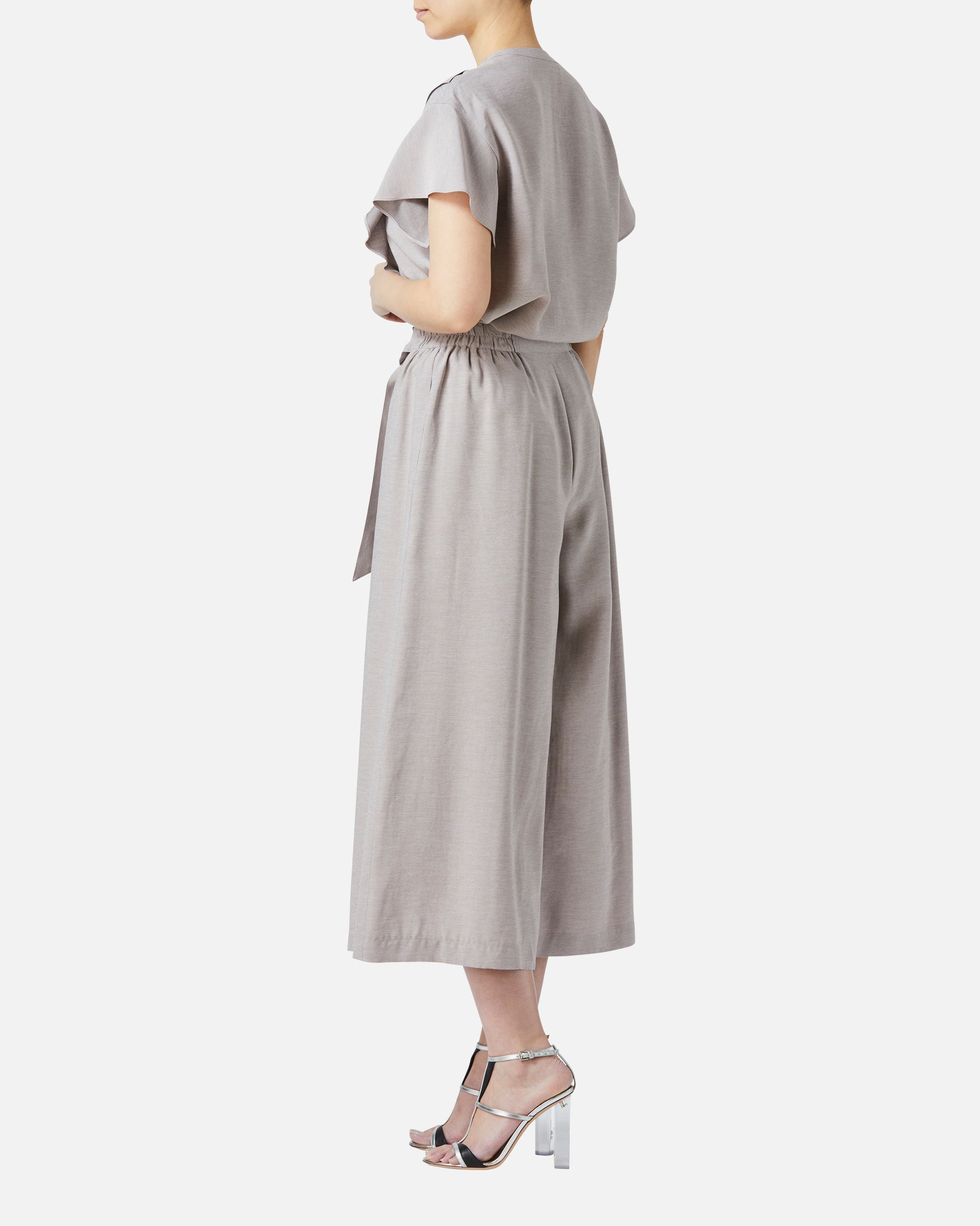 Gathered Waist Pants with Ribbon