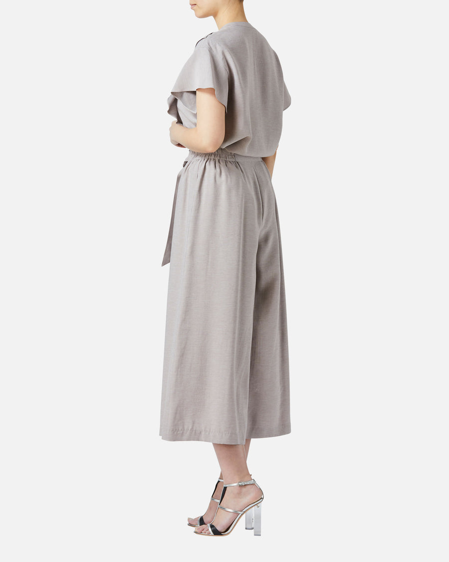 Gathered Waist Pants with Ribbon