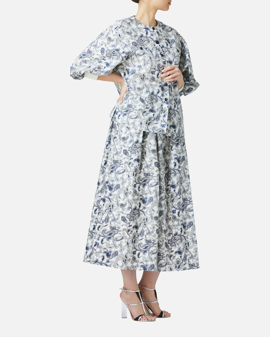 Paisley Print Gathered Skirt