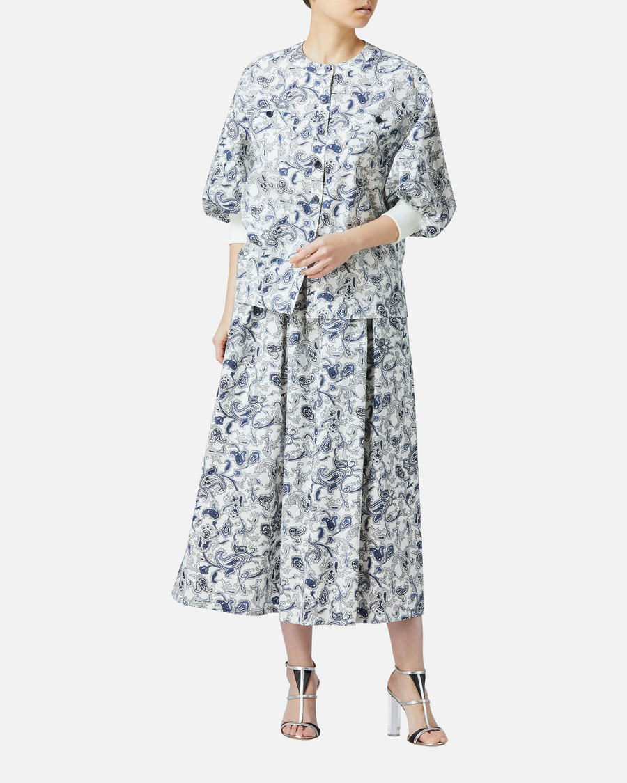 Paisley Print Gathered Skirt