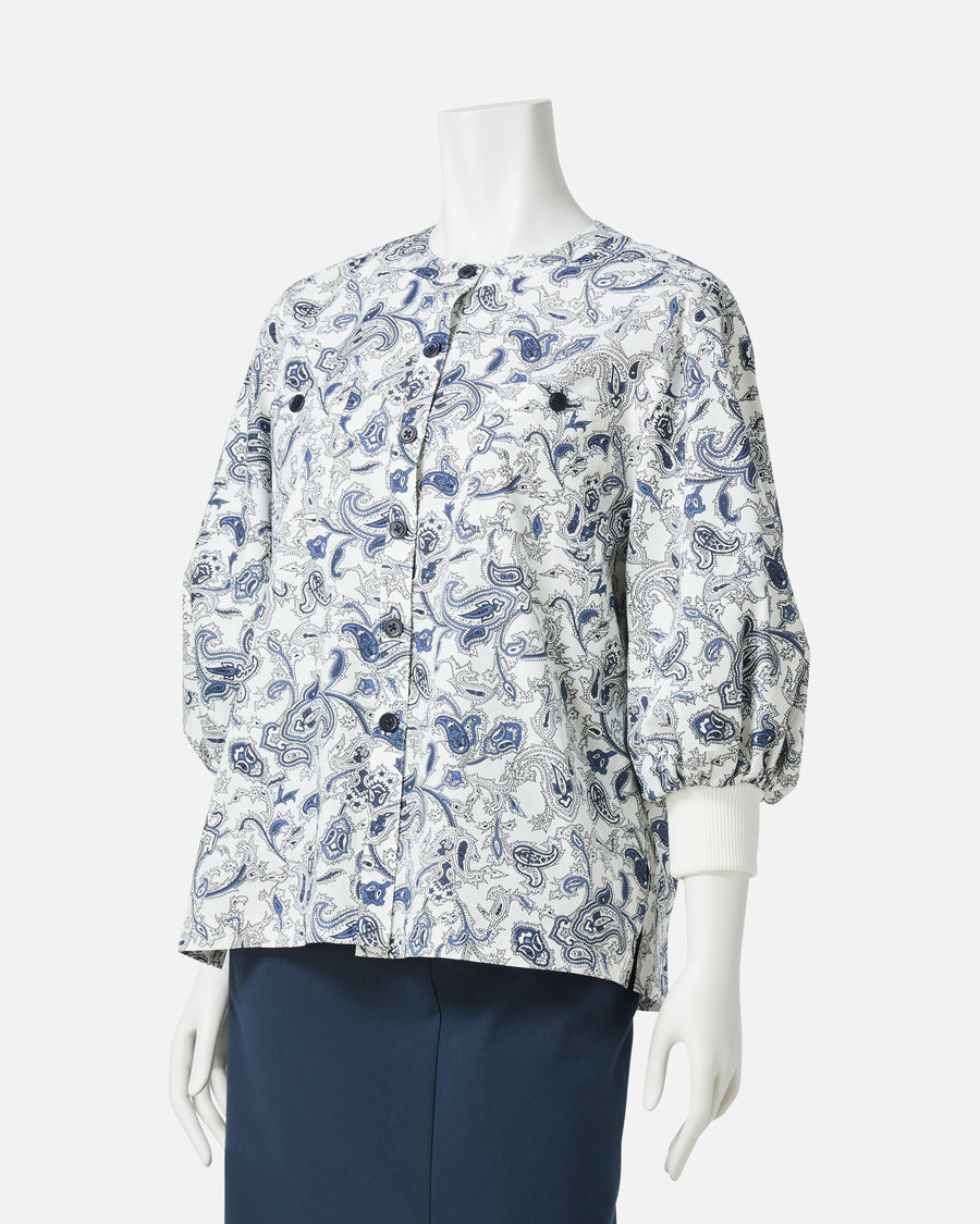 Puff Sleeve Blouse with Paisley Print