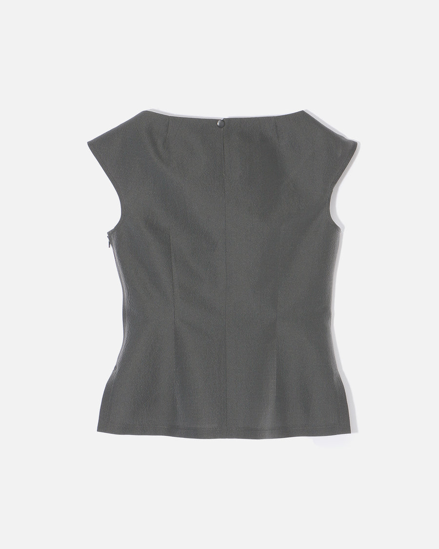 Polyester Nylon Jacquard Blouse with Ribbon