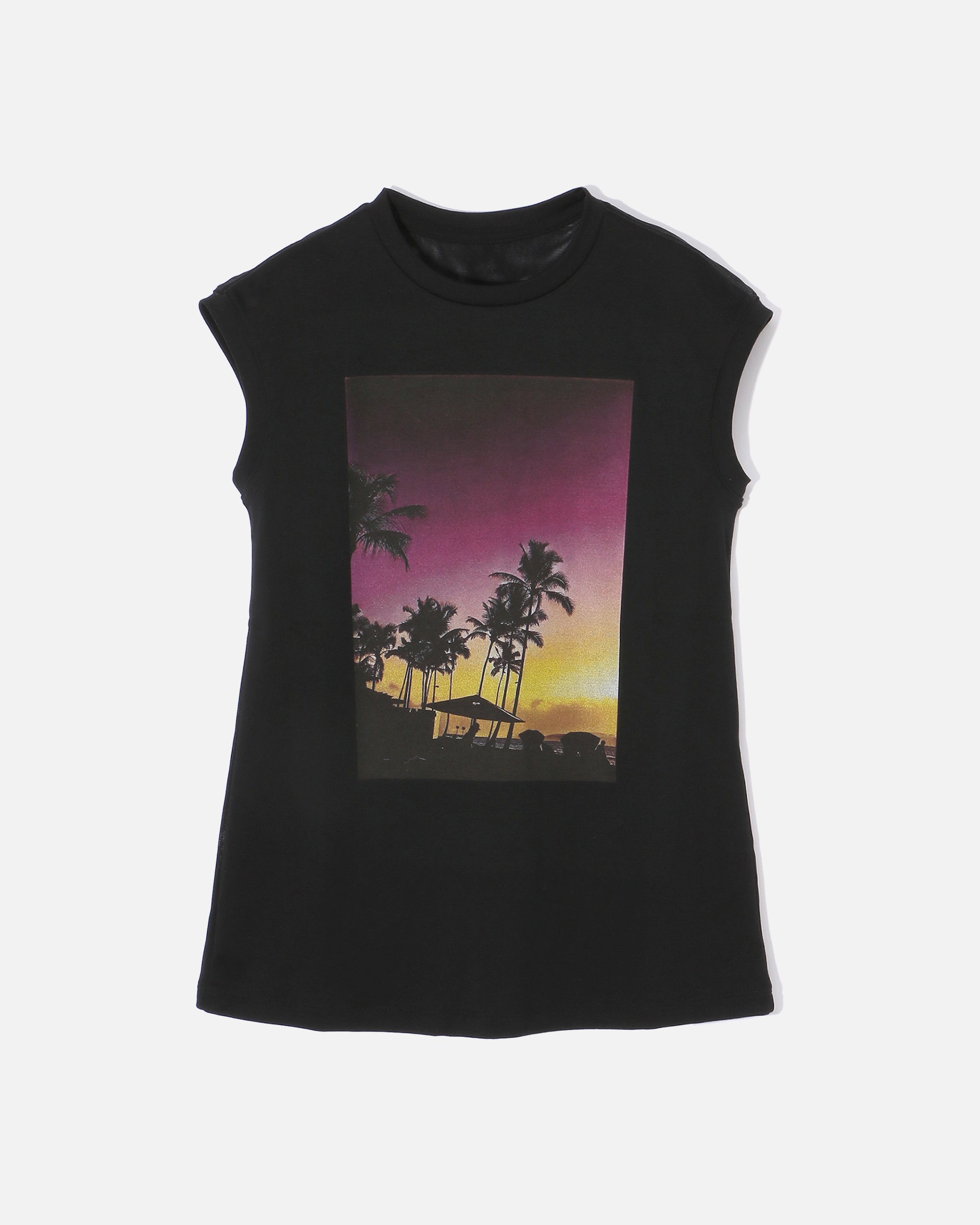 Cotton Jersey Printed Blouse with Tulle