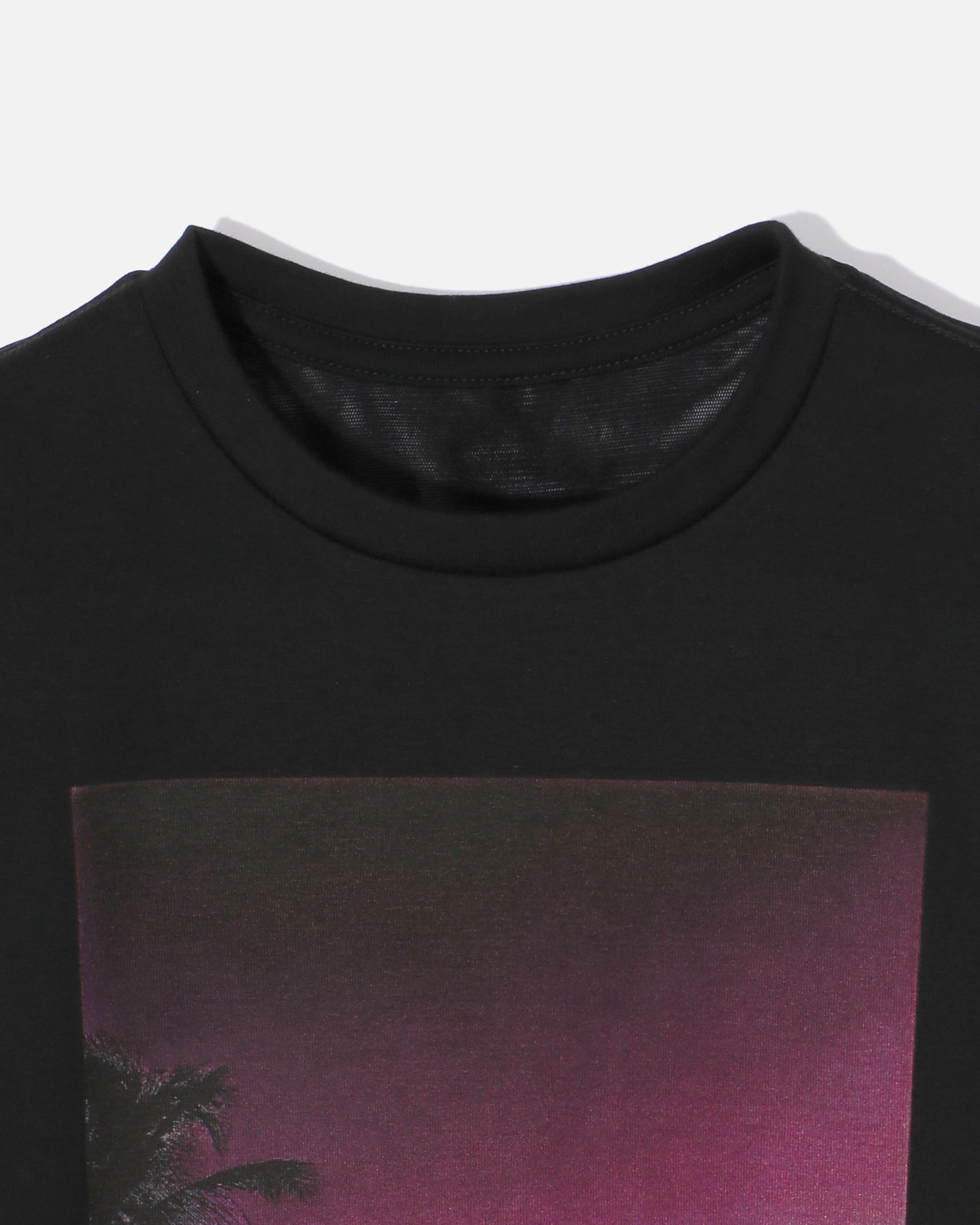 Cotton Jersey Printed Blouse with Tulle