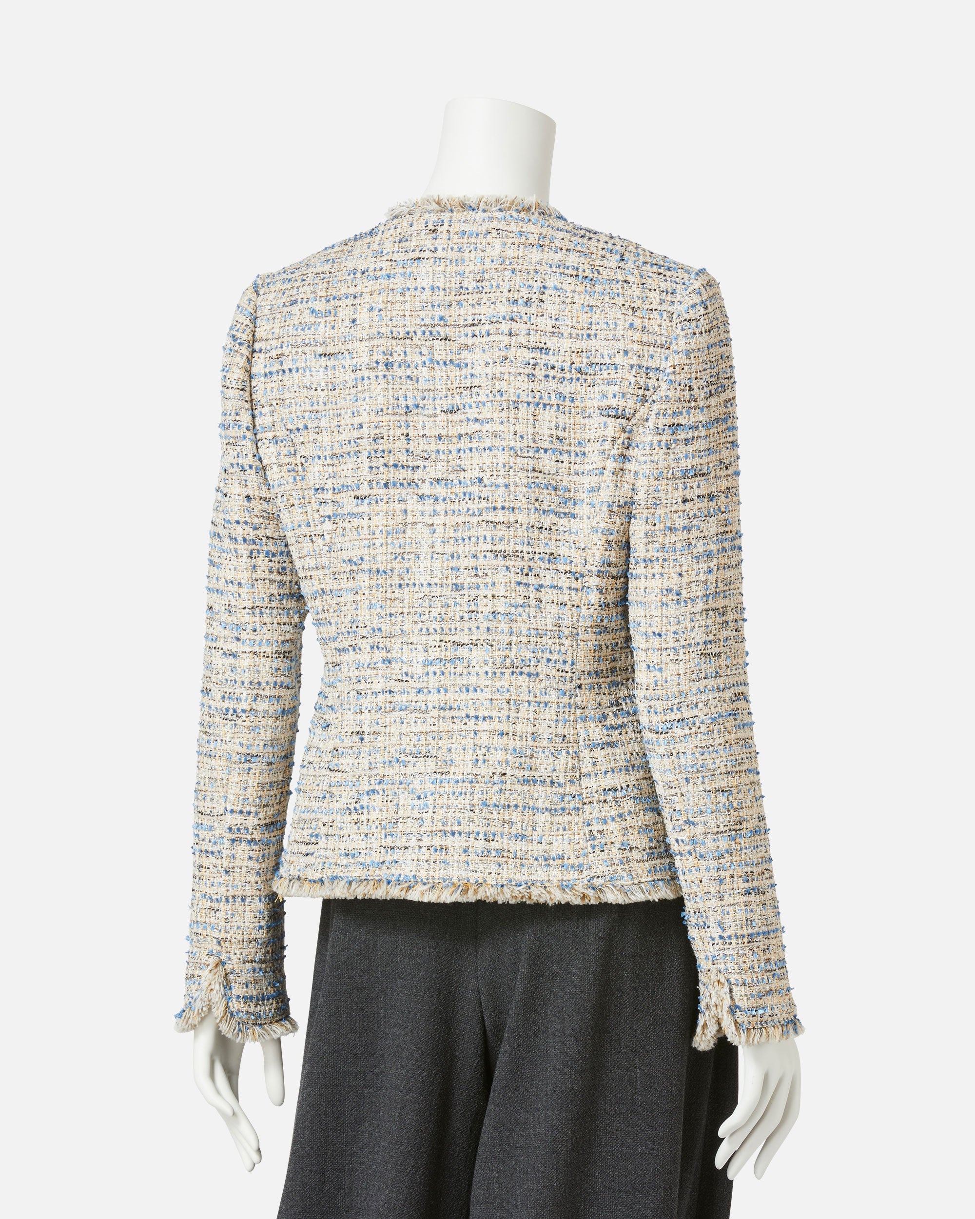 Stretch Summer Tweed Collarless Jacket