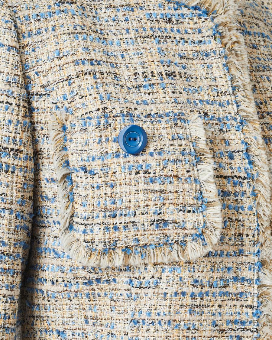 Stretch Summer Tweed Collarless Jacket