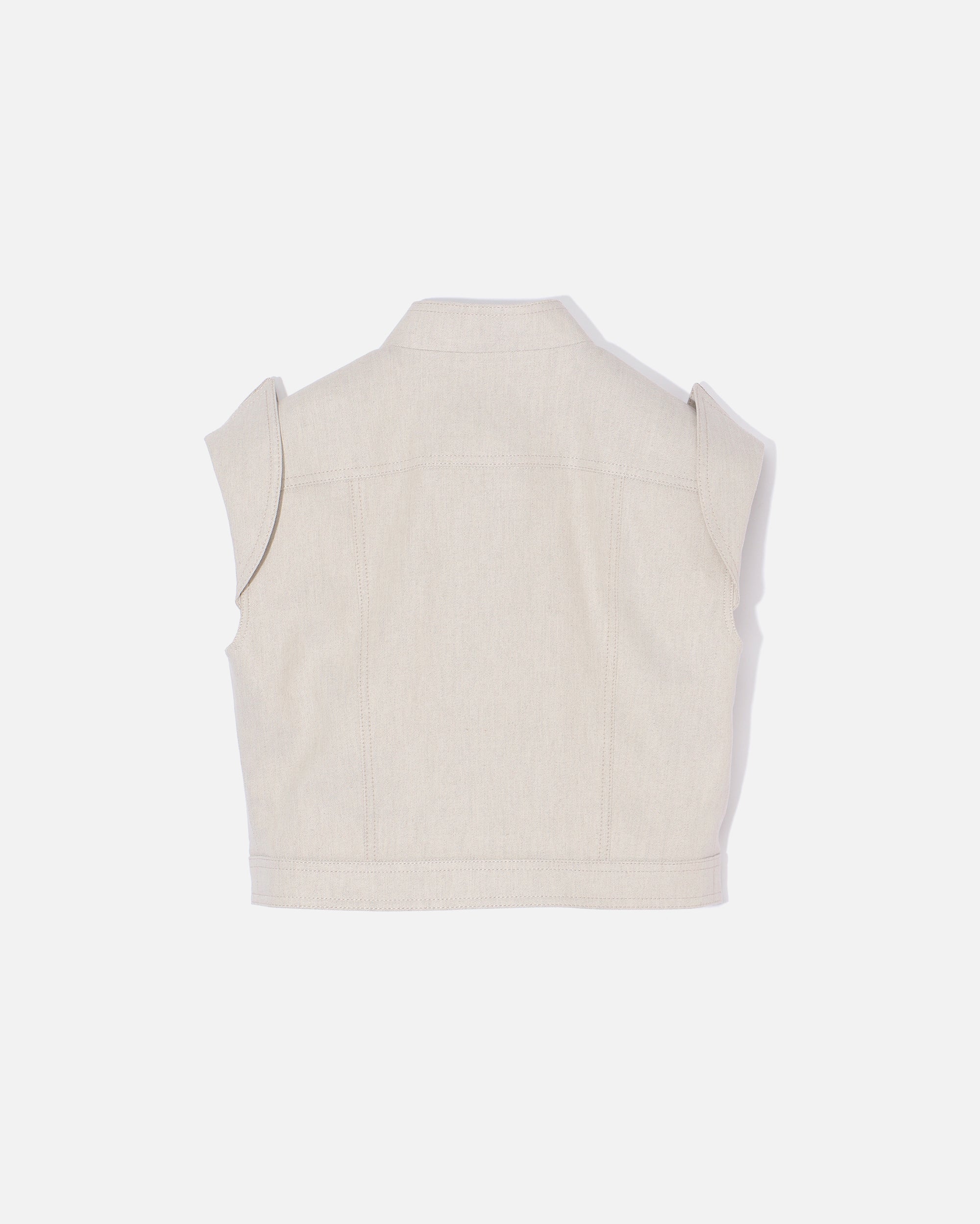 Sleeveless Linen Rayon Twill Jacket