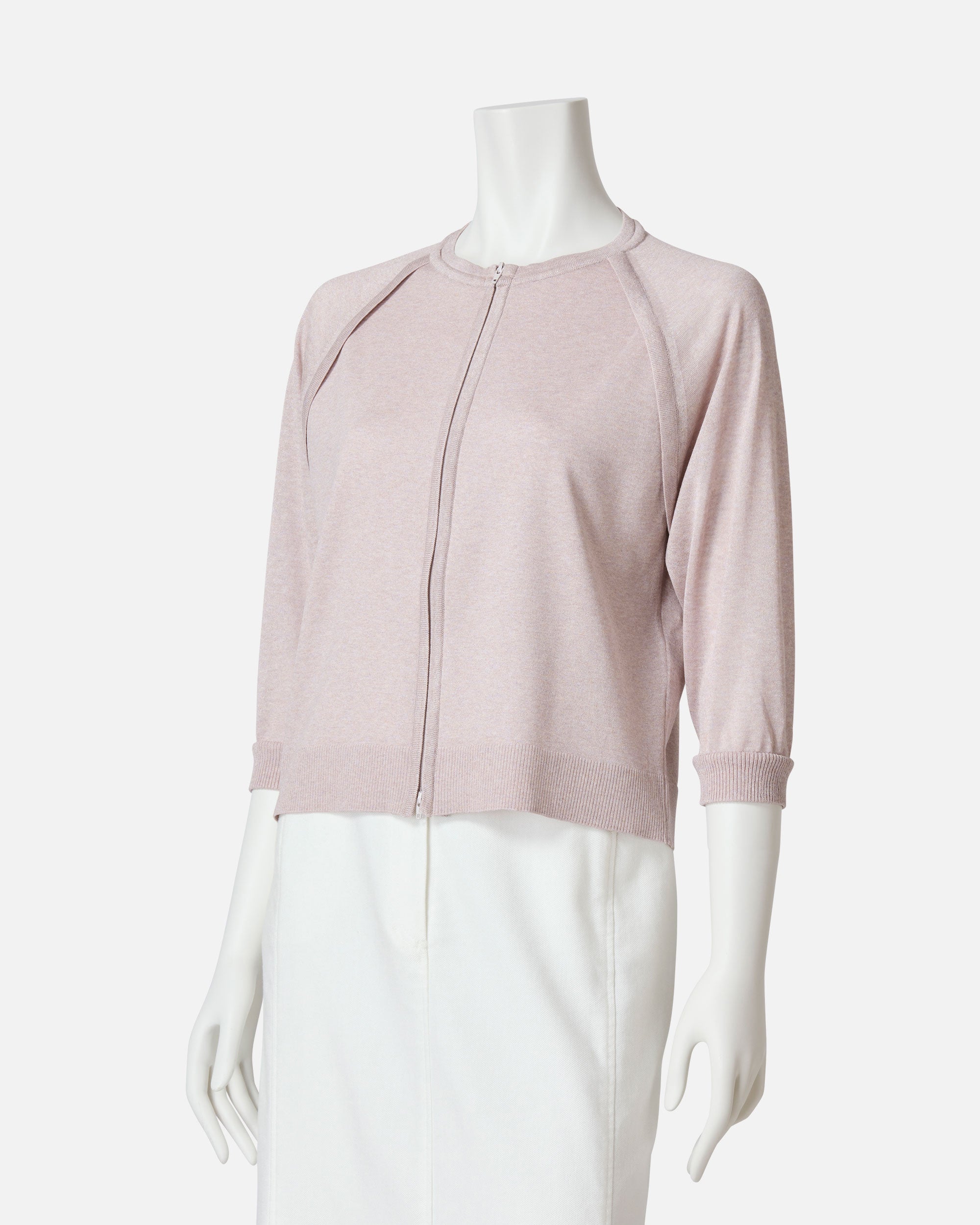 Zip-Up Knit Cardigan