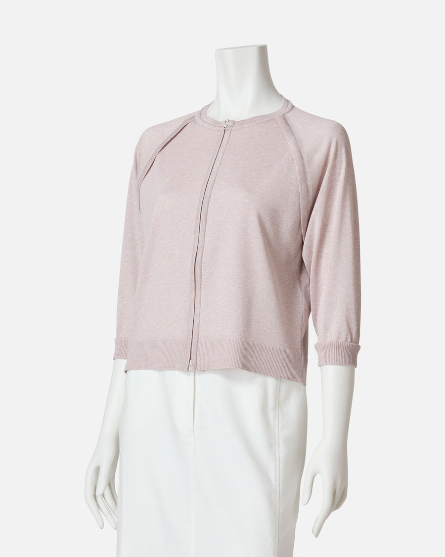 Zip-Up Knit Cardigan
