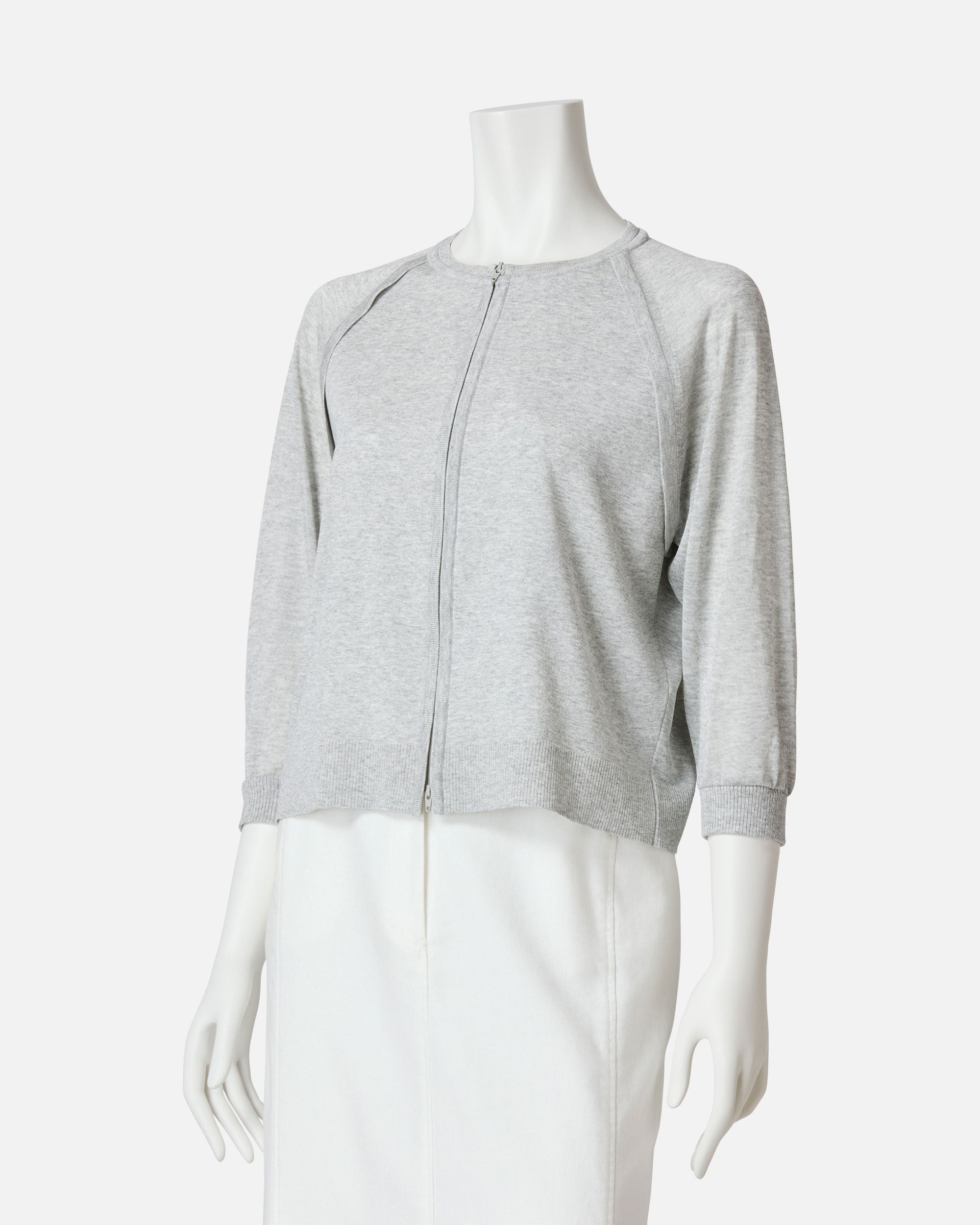 Zip-Up Knit Cardigan