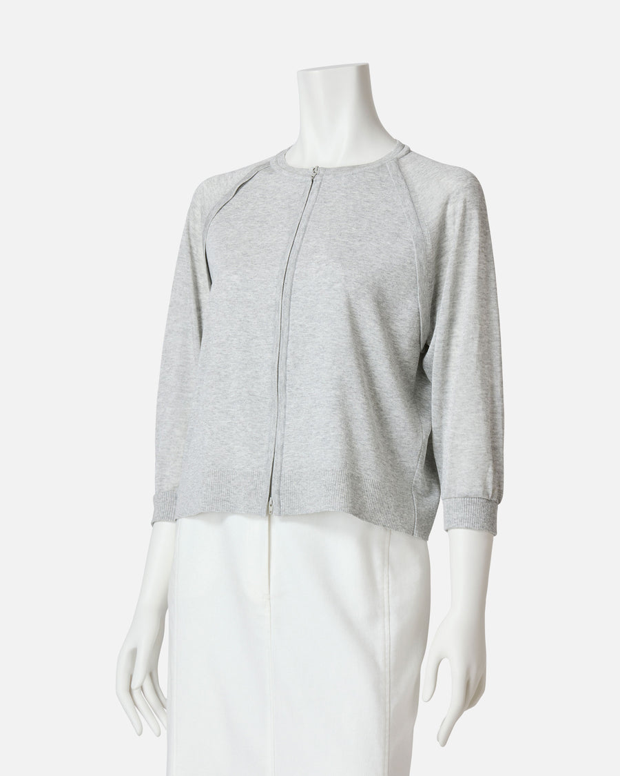 Zip-Up Knit Cardigan
