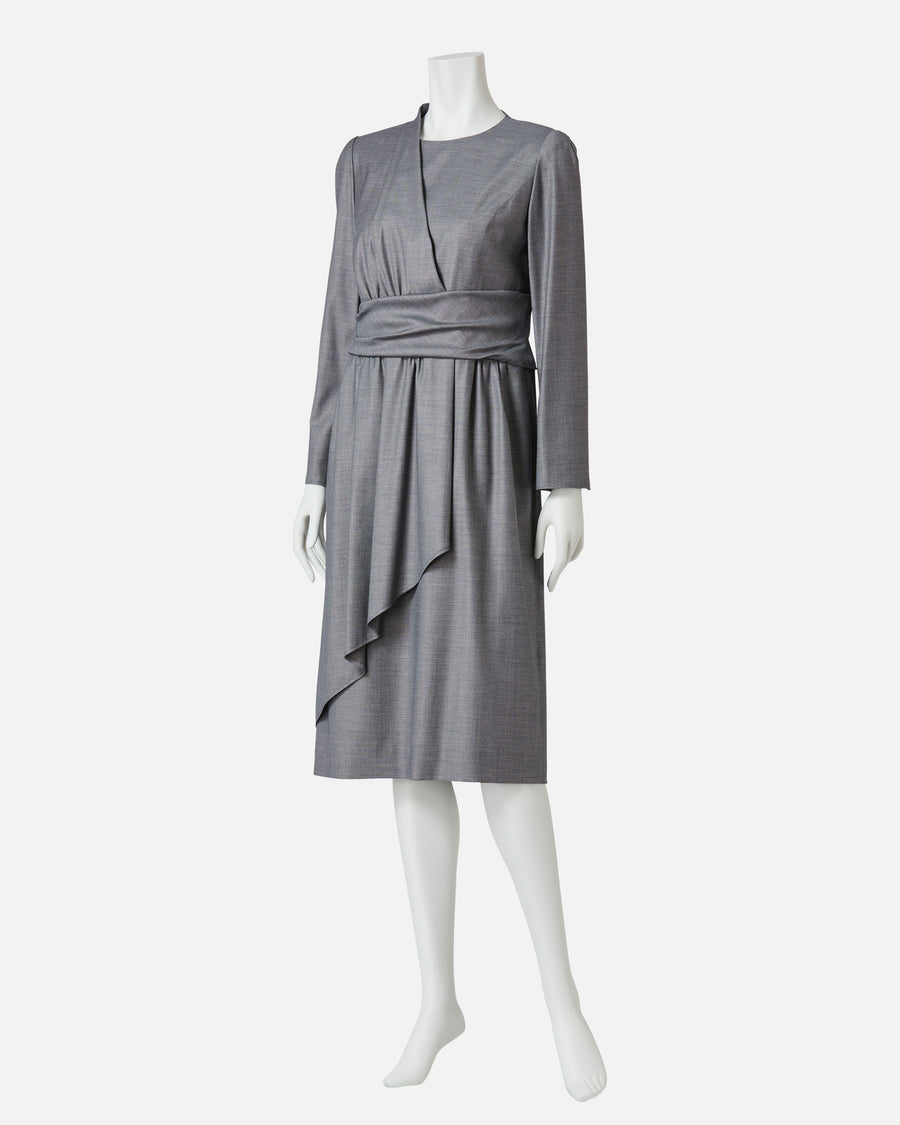 Stretch Chambray Wrap Style Dress