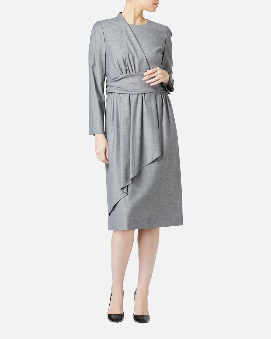Stretch Chambray Wrap Style Dress