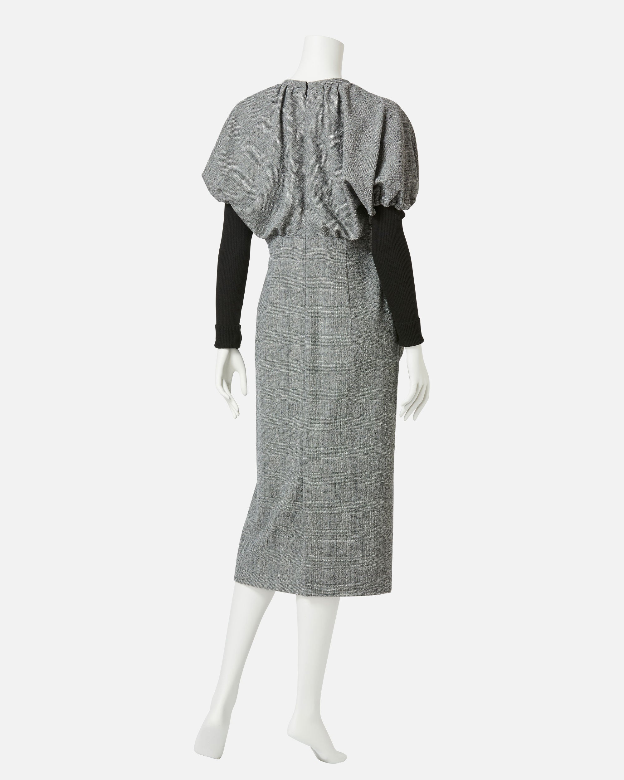 Puff × Knitted Sleeve Dress