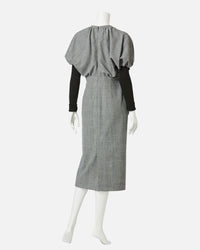 Puff × Knitted Sleeve Dress