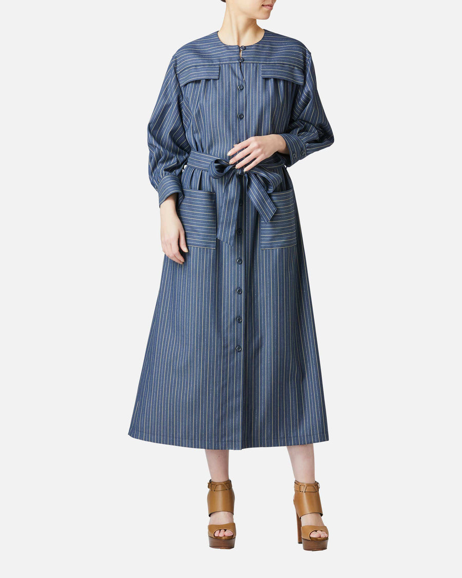 Striped Stretch Twill Dress
