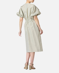 Gathered Waist Dress with Ribbon