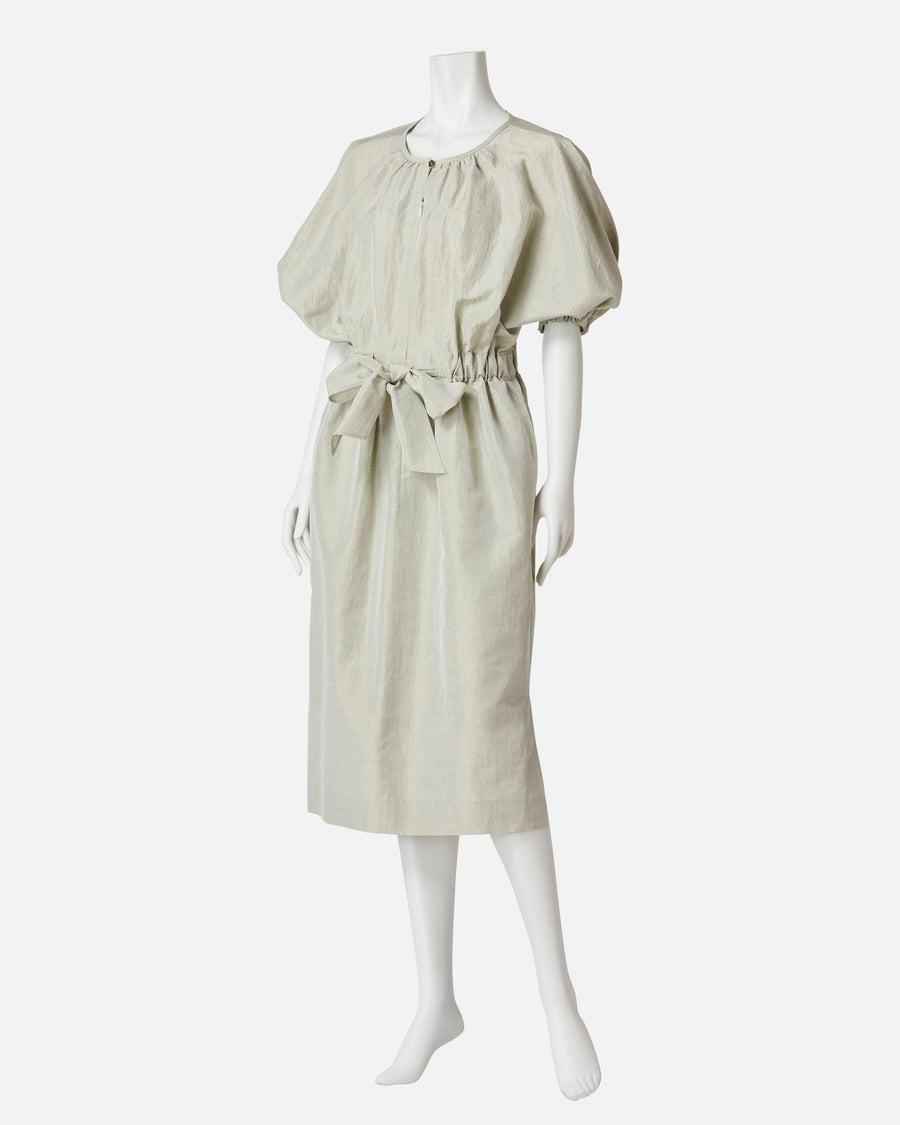 Gathered Waist Dress with Ribbon