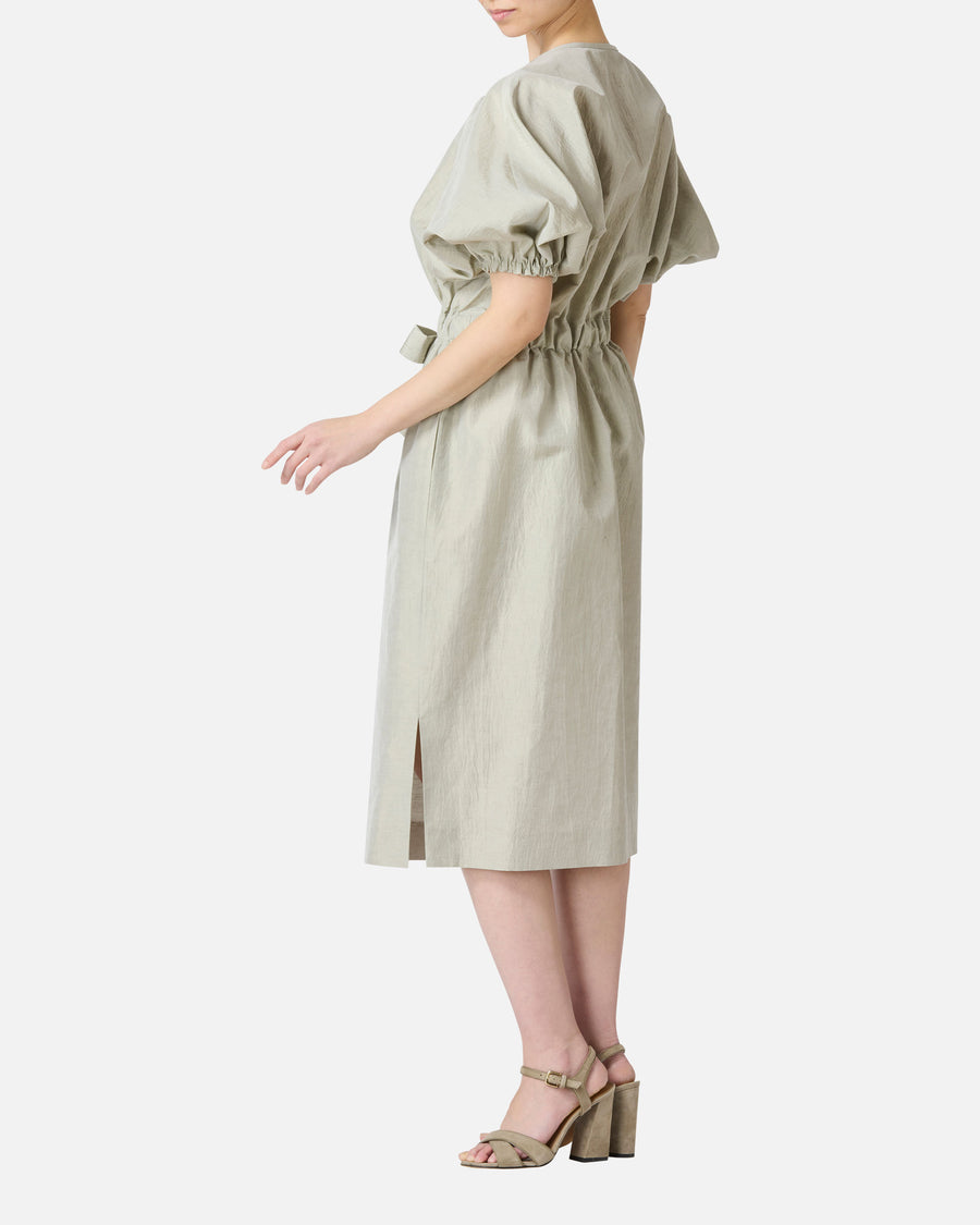 Gathered Waist Dress with Ribbon