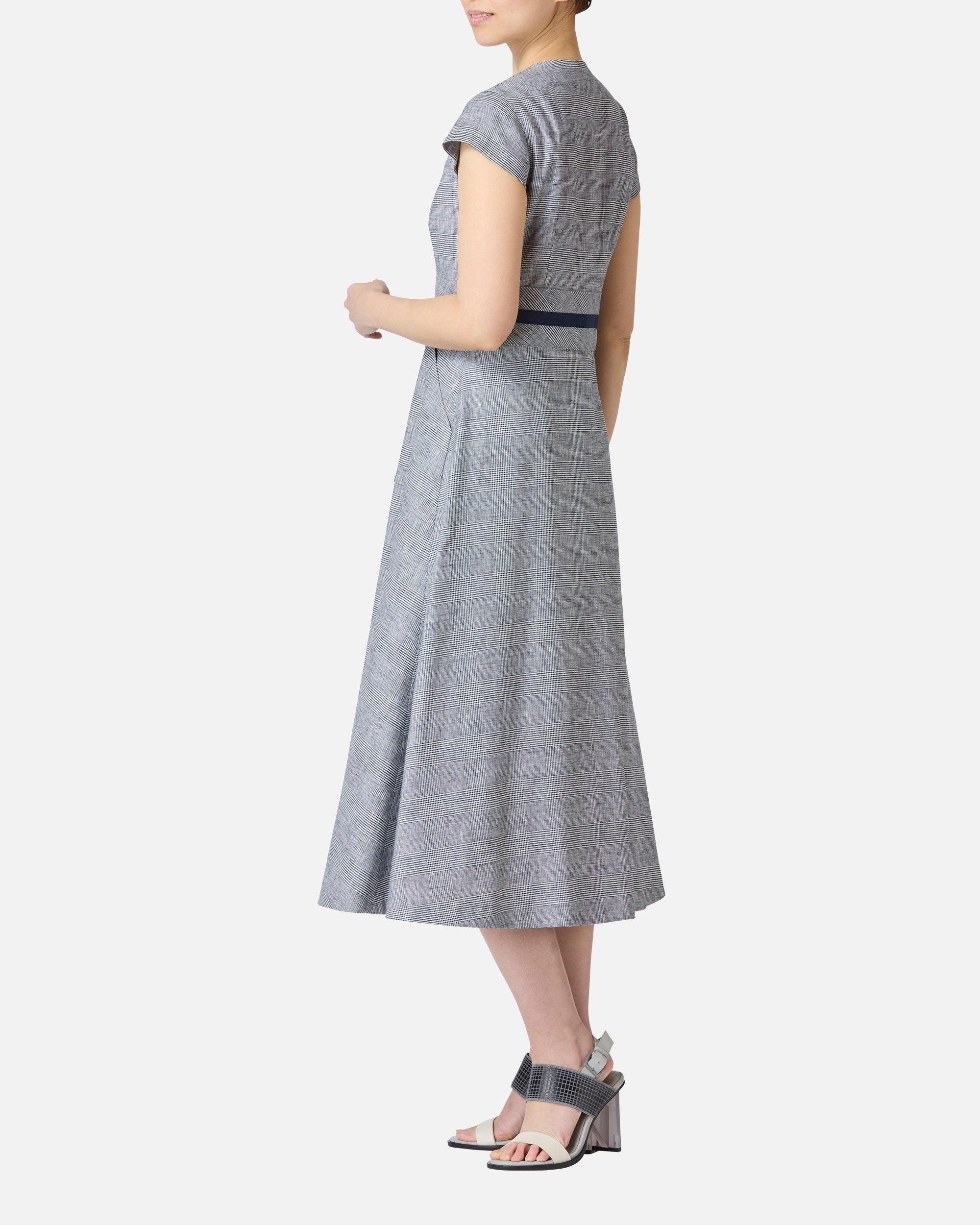 Glen Check Front Button Closure Summer Dress