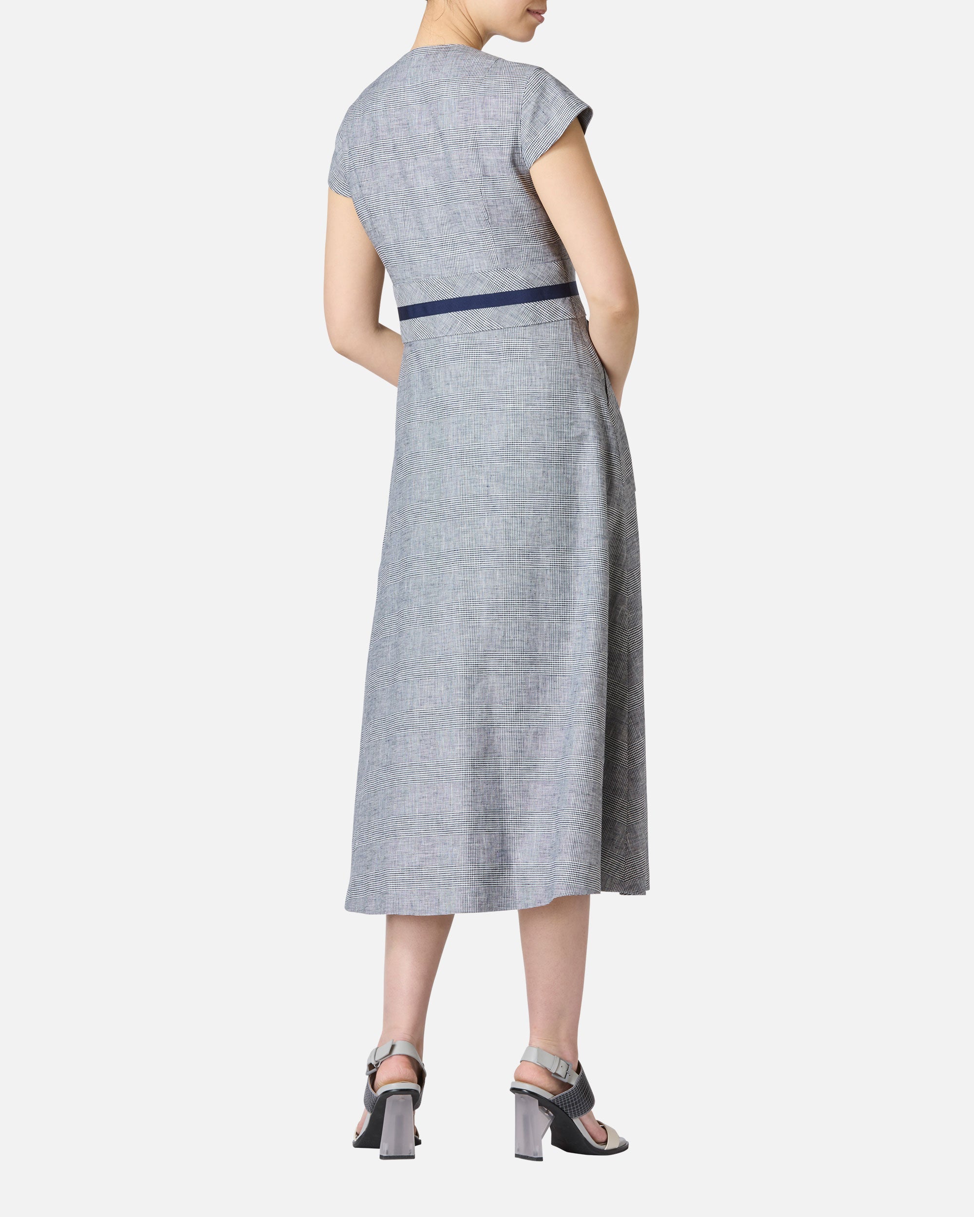 Glen Check Front Button Closure Summer Dress