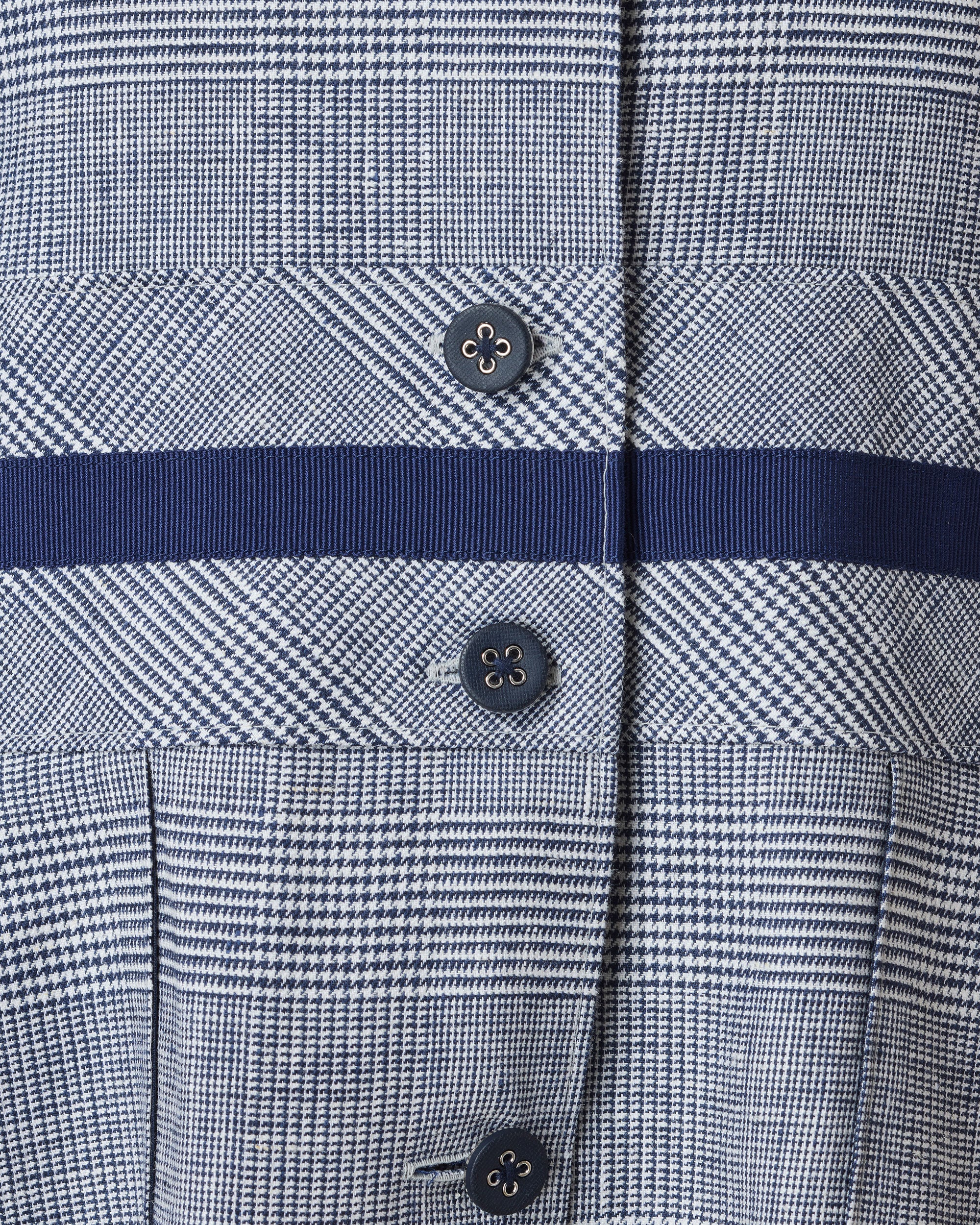 Glen Check Front Button Closure Summer Dress