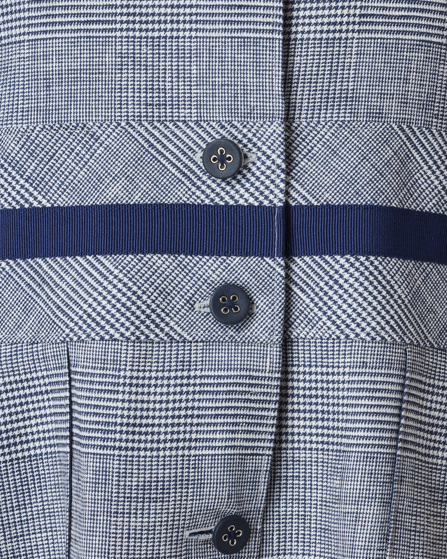 Glen Check Front Button Closure Summer Dress