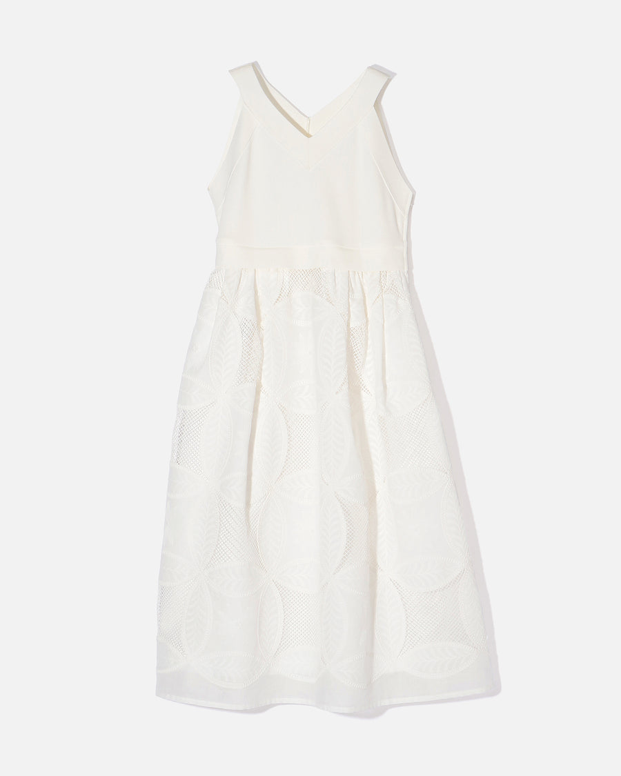 Knit × Cotton Lawn Embroidery Summer Dress