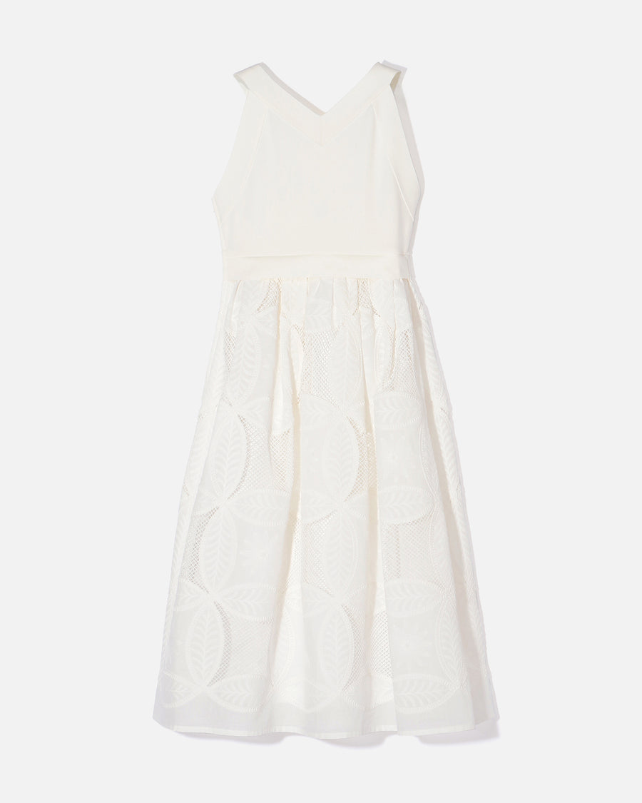 Knit × Cotton Lawn Embroidery Summer Dress