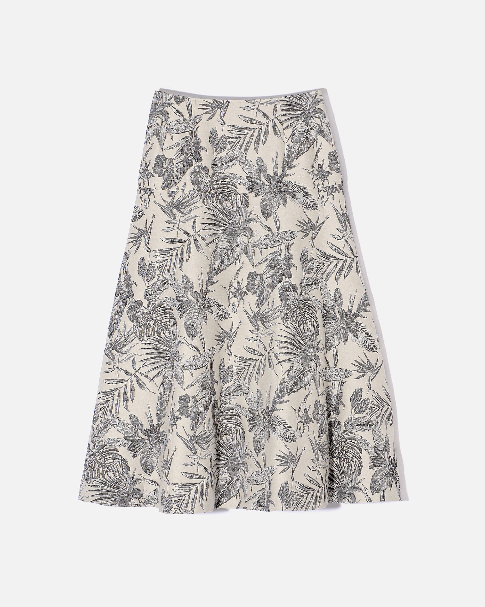 Cotton Polyester Jacquard Flared Skirt