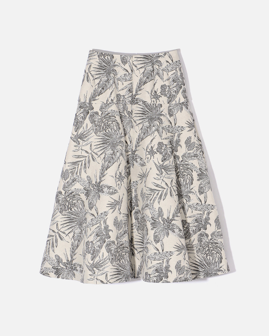 Cotton Polyester Jacquard Flared Skirt