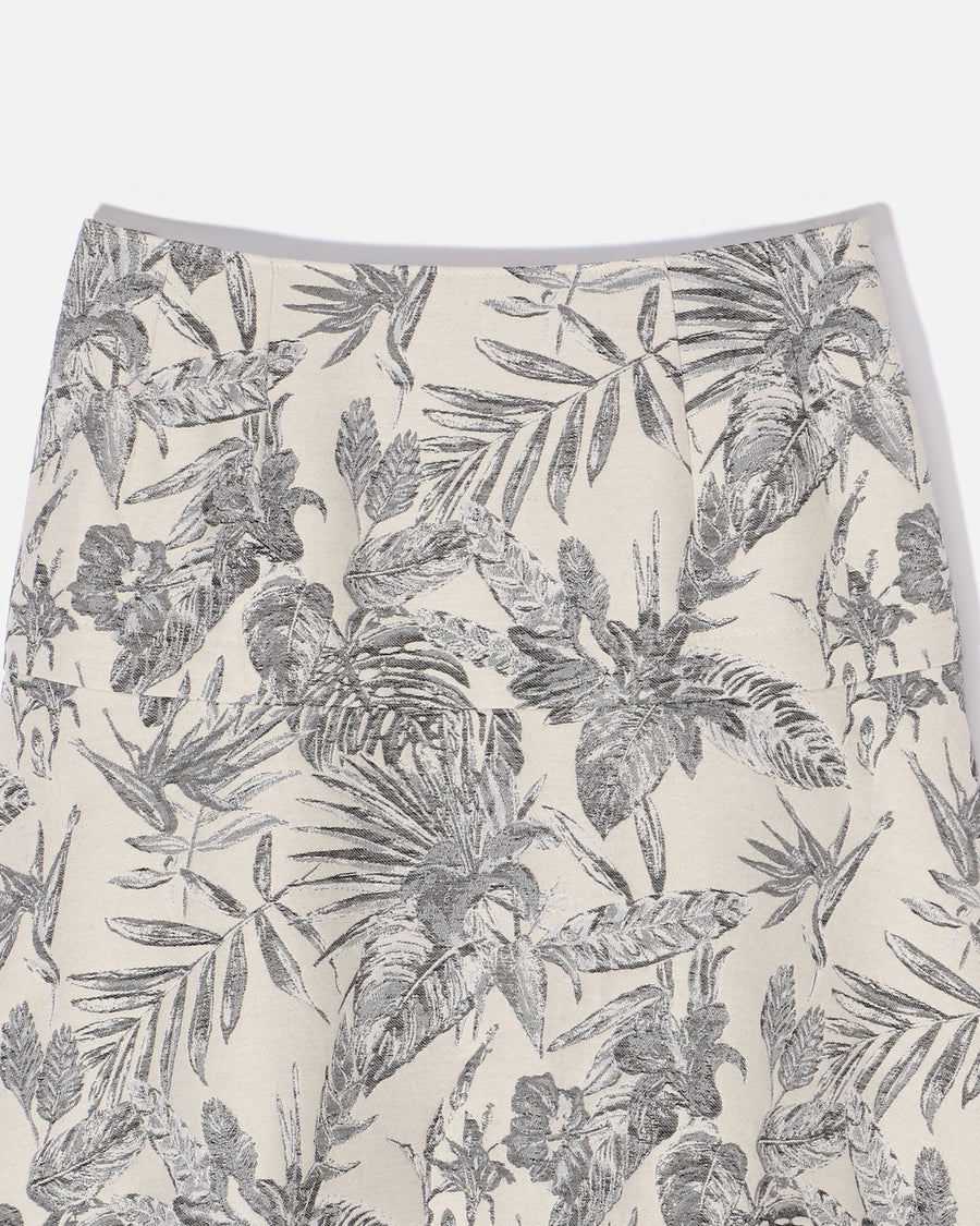 Cotton Polyester Jacquard Flared Skirt