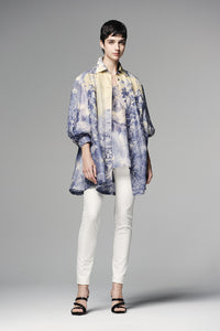Linen lawn botanical print shirt