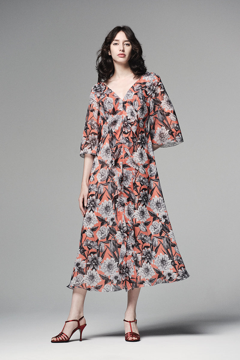 Floral print chiffon dress