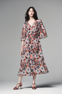 Floral print chiffon dress
