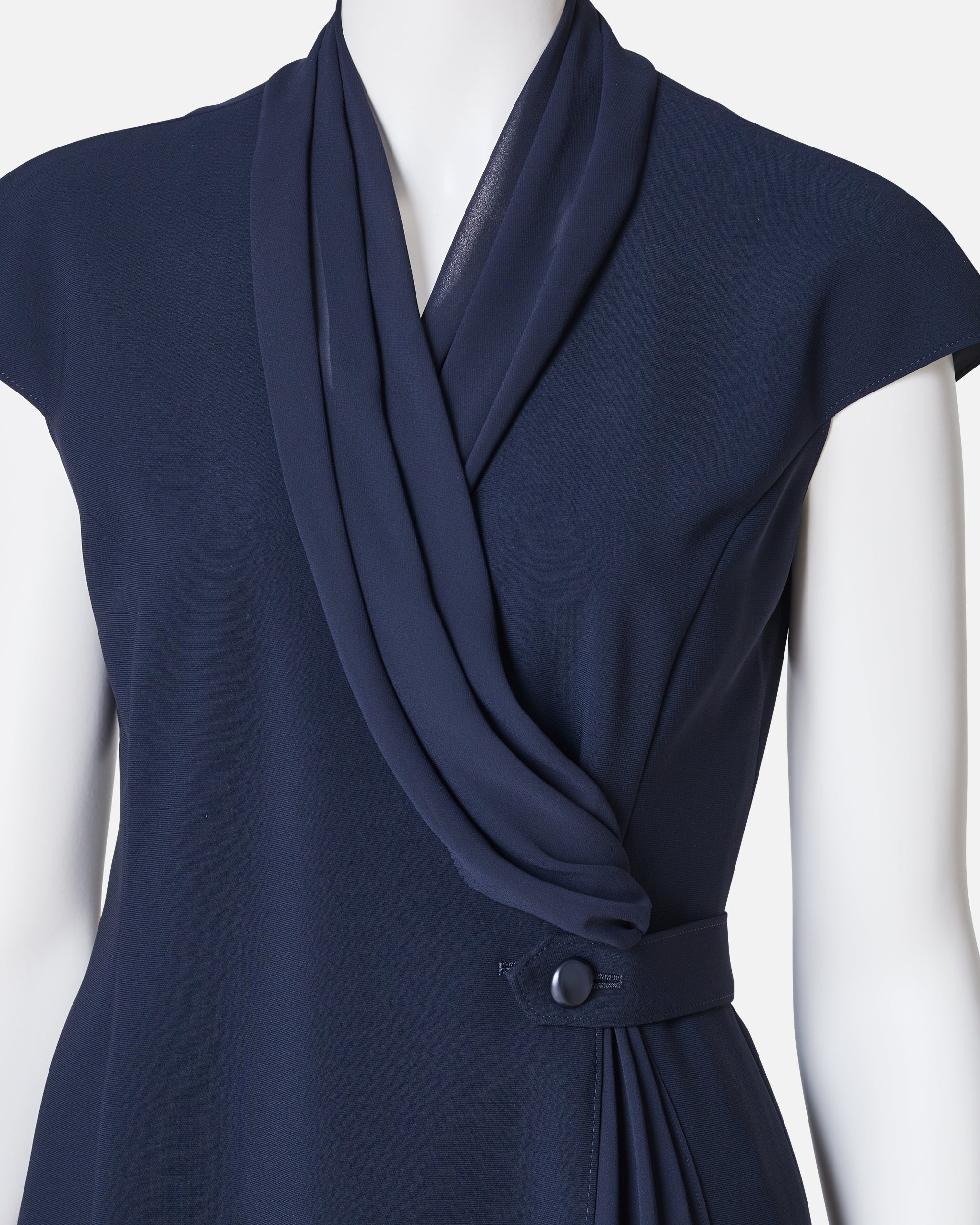 Cache-Coeur Dress with Drape Chiffon Collar