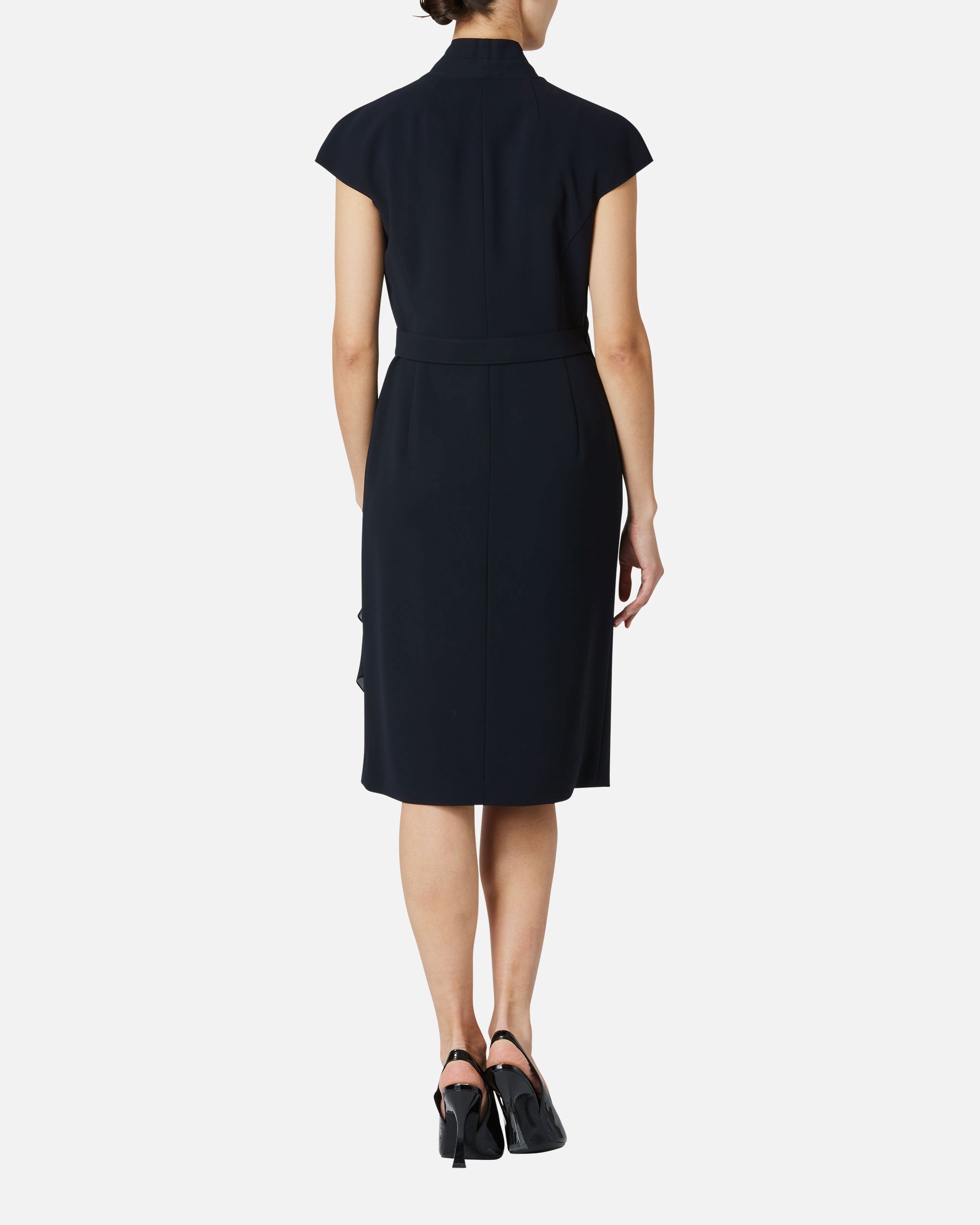 Cache-Coeur Dress with Drape Chiffon Collar