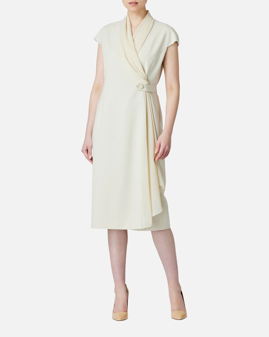 Cache-Coeur Dress with Drape Chiffon Collar