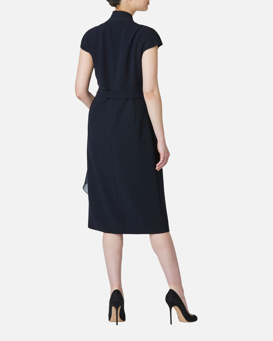 Cache-Coeur Dress with Drape Chiffon Collar
