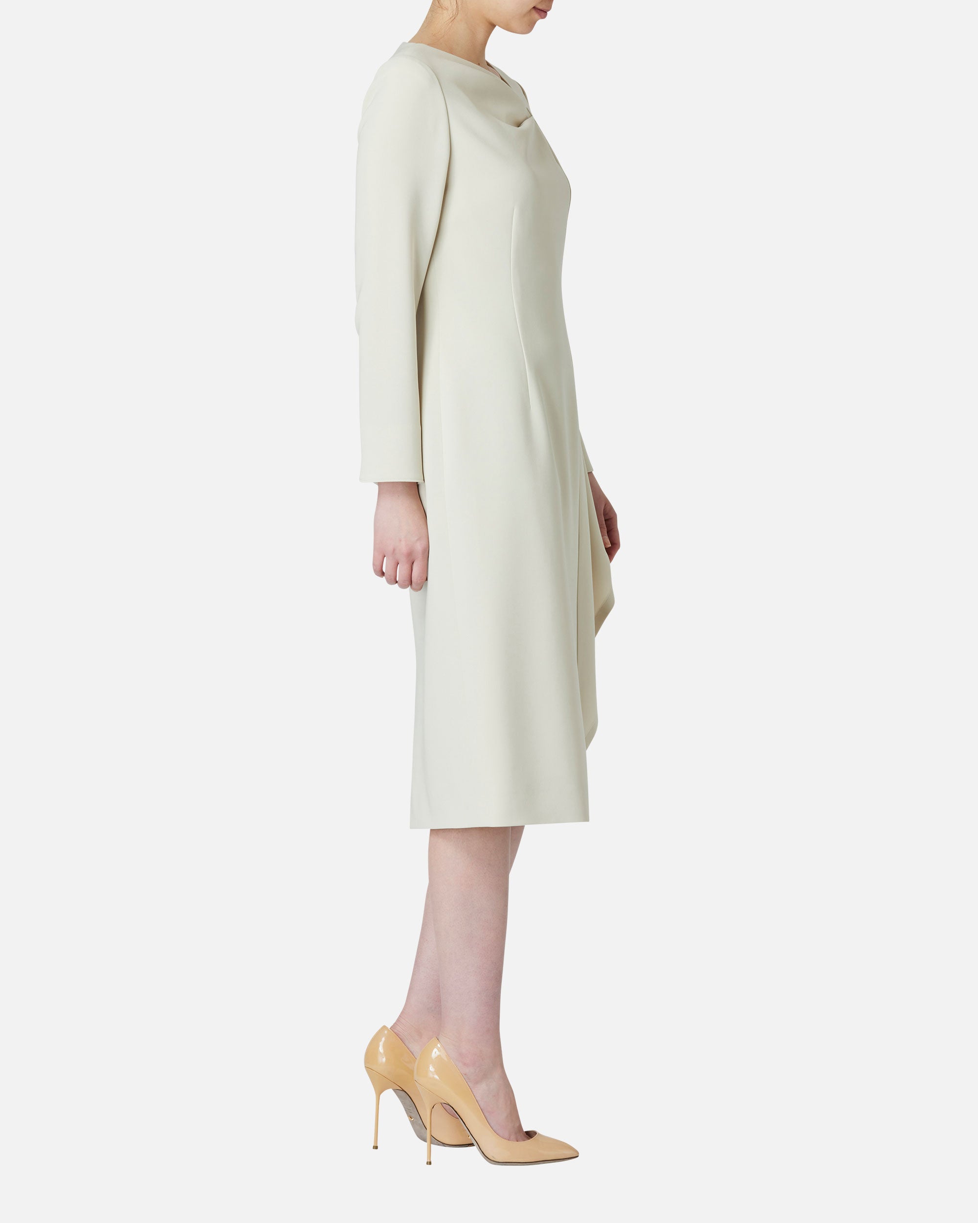 Triacetate Polyester Blended Draped Dress