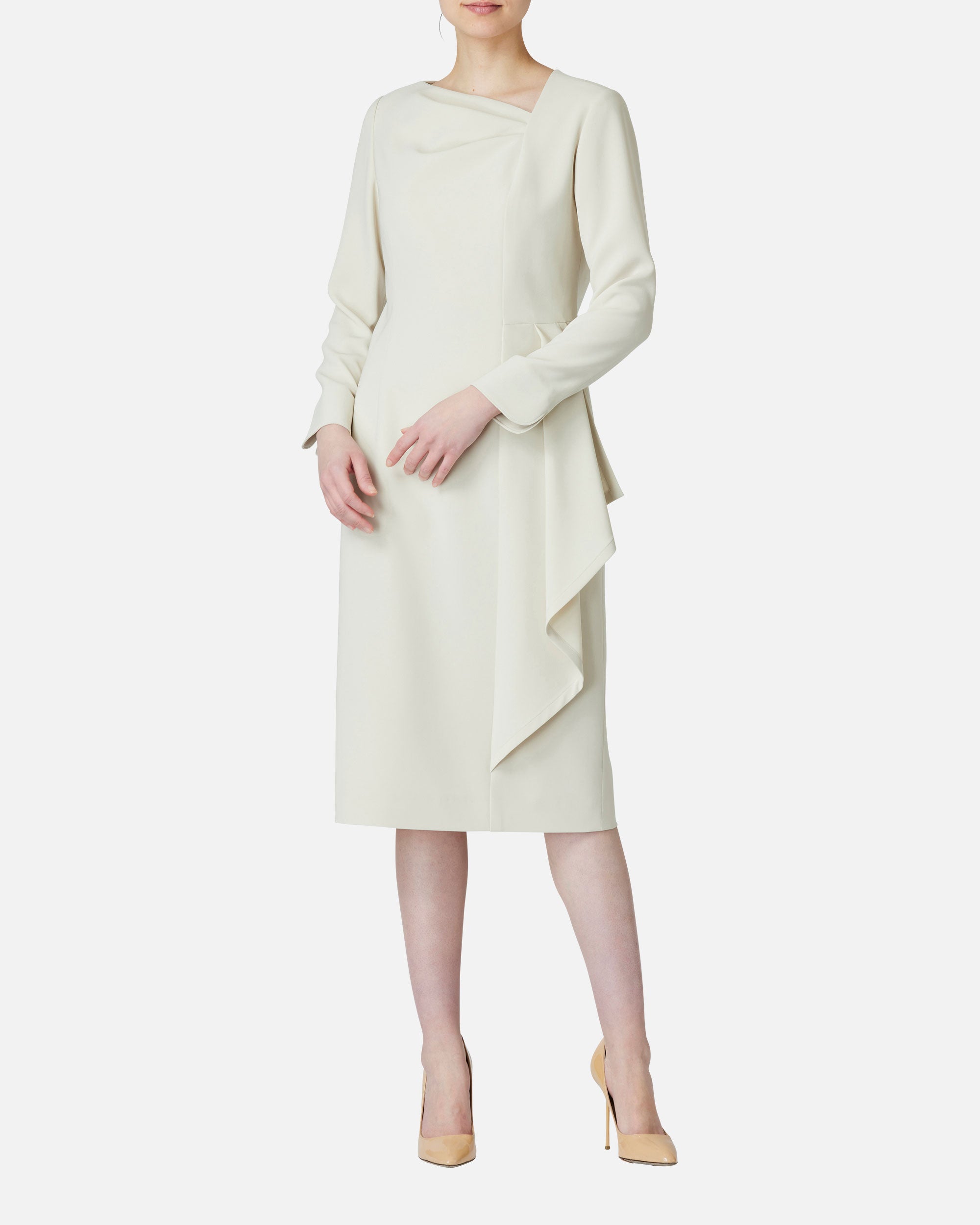 Triacetate Polyester Blended Draped Dress