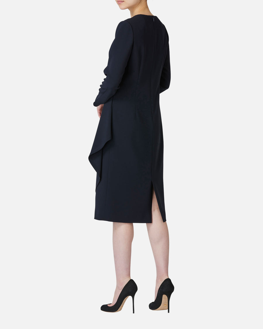 Triacetate Polyester Blended Draped Dress