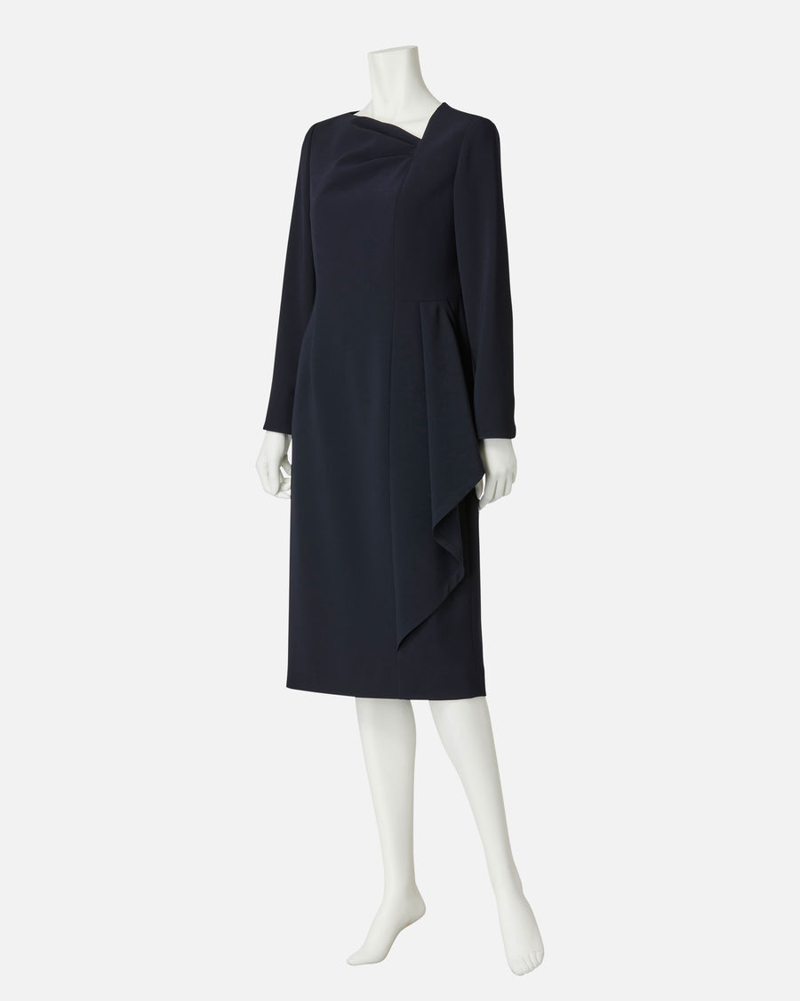 Triacetate Polyester Blended Draped Dress