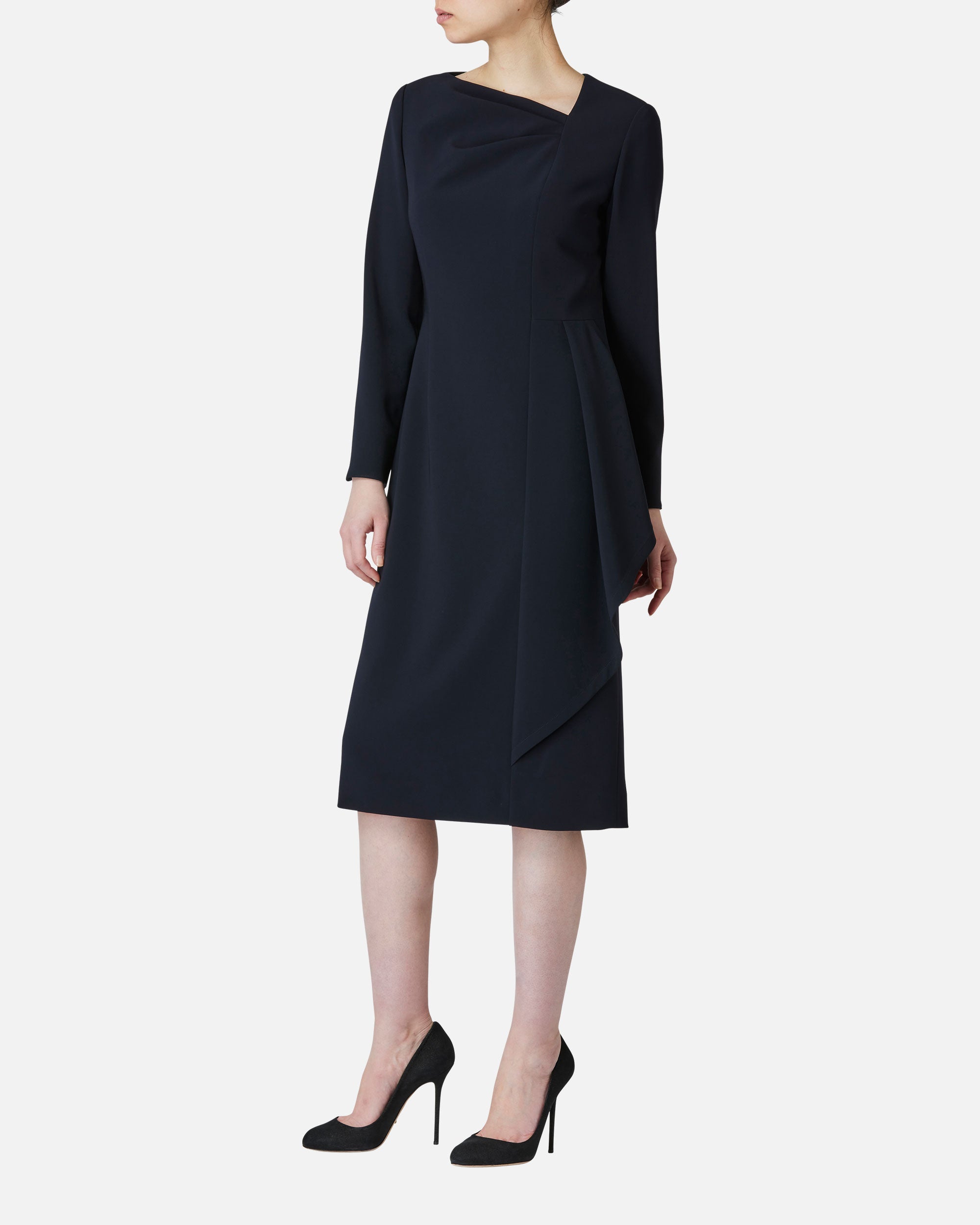 Triacetate Polyester Blended Draped Dress